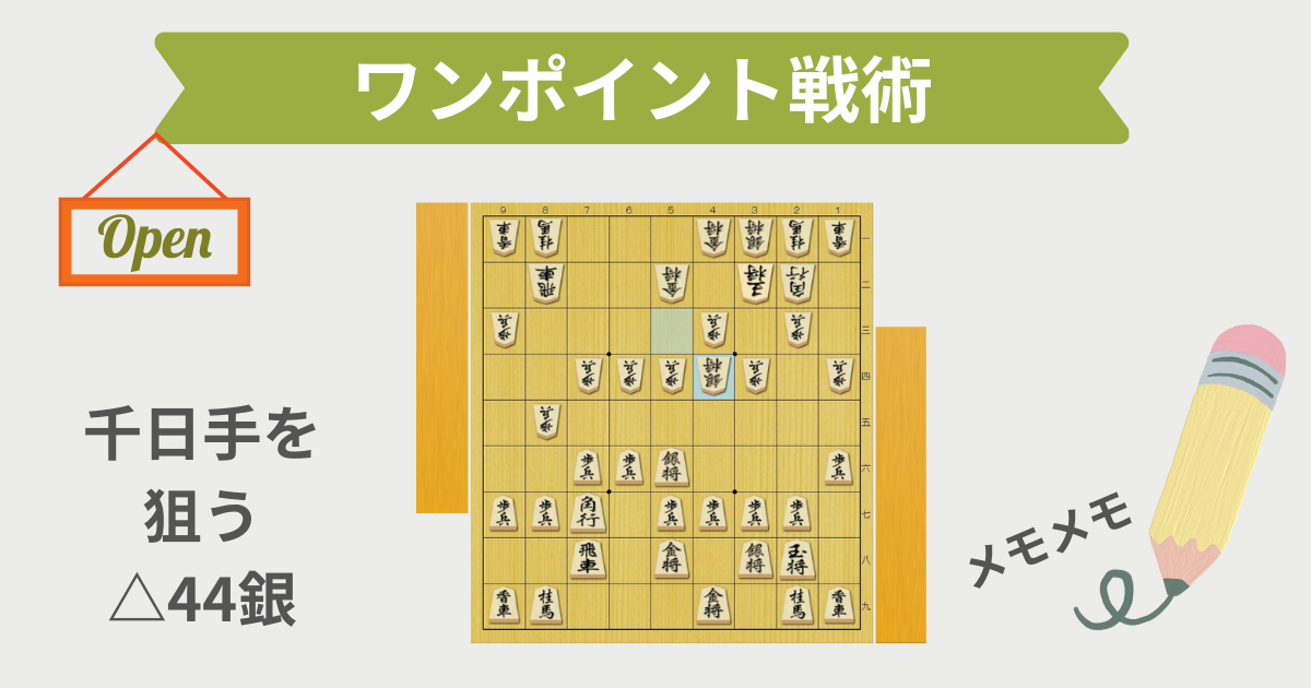 すぐ役立つ!ワンポイント戦術【先手三間飛車に対する、千日手狙いの 44銀】 - 将棋ジャム